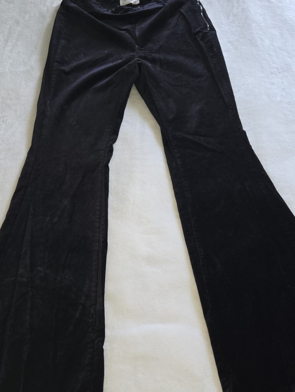 Anthropologie Black Cotton Blend Velvet Flare Pants Size 6